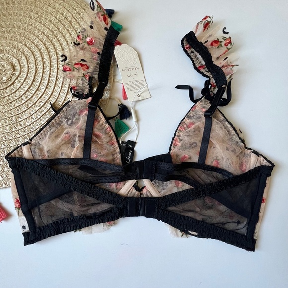 For Love & Lemons Kendra Underwire Bra Black Multicolor 36C NEW - Picture 9 of 9